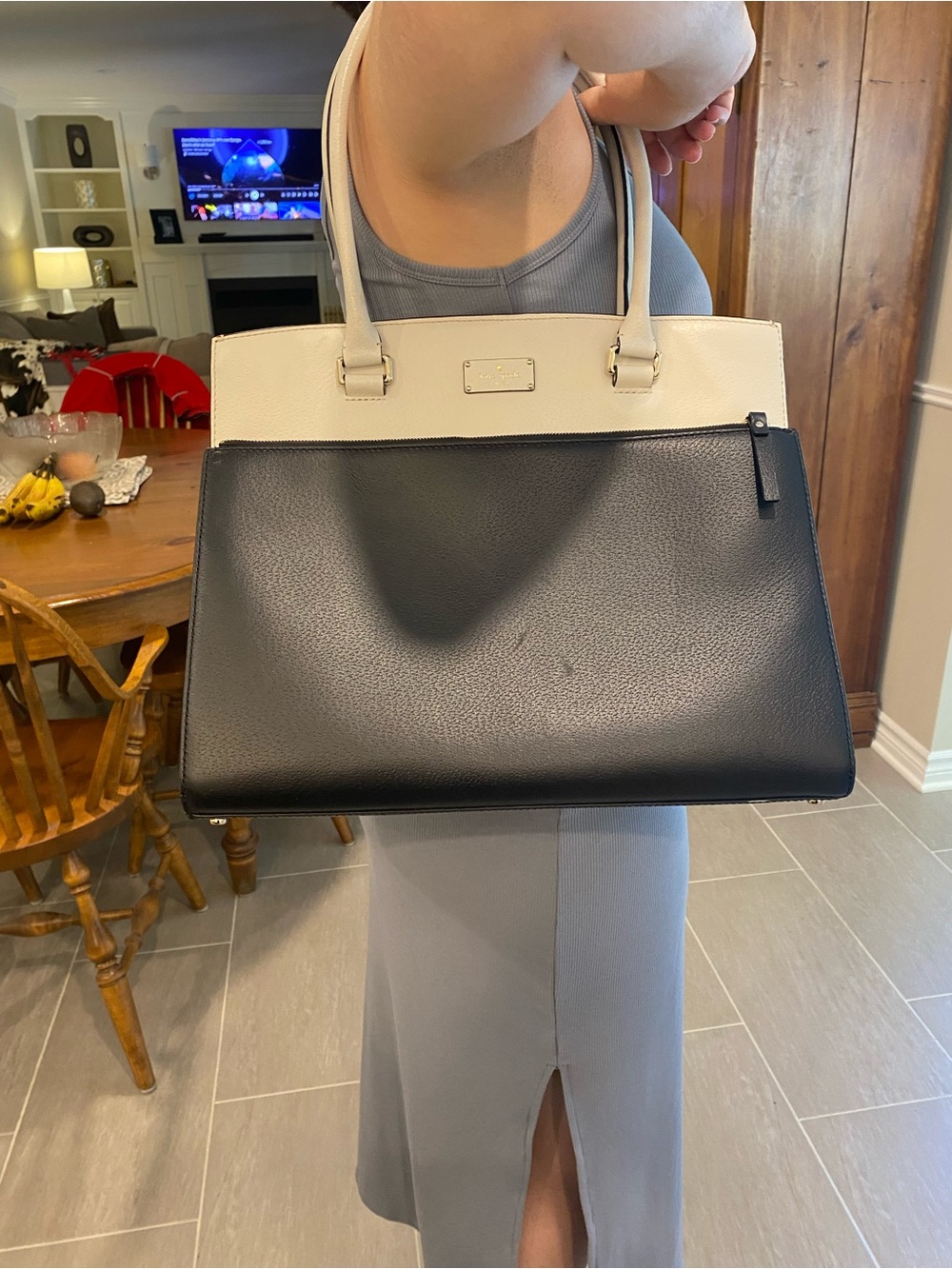 kate spade Classic Two-Tone Black and White Tote Bag